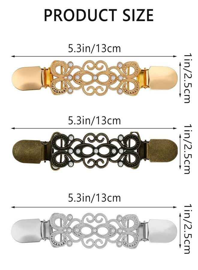 JELIEE 3PCS Vintage Cinch Clip for Dresses,Retro Sweater Clips for Cardigans,Shawl Clip Brooch for Different Women Clothing Cinch Clip - Image 2